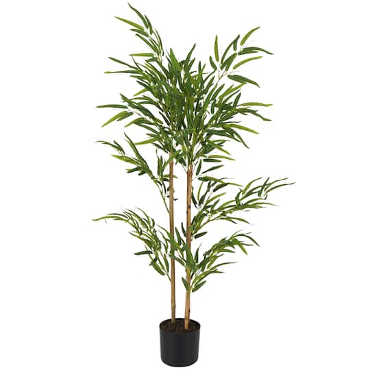 4ft. Green Bamboo Artificial Tree with Black Pot